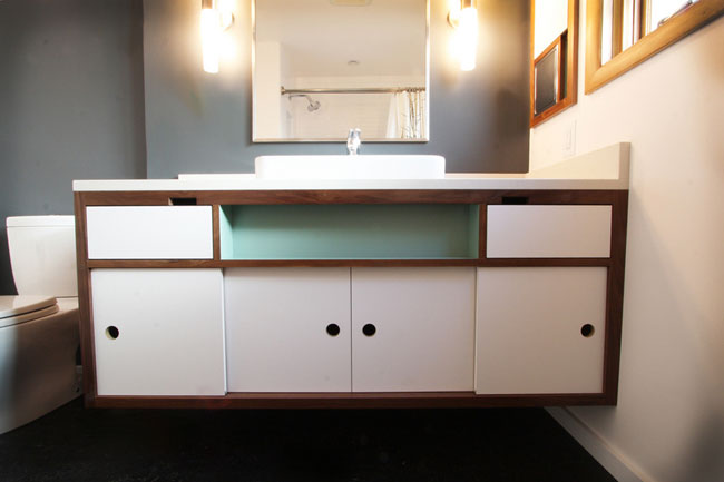 Bathroom remodel in Portland OR's Dolph Park: infusion of modernism