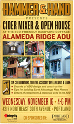 Accessory Dwelling Unit open house and cider mixer invitation.