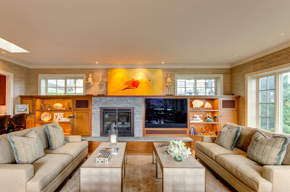 Addition remodel of Portland tudor by home builder Hammer & Hand - living room
