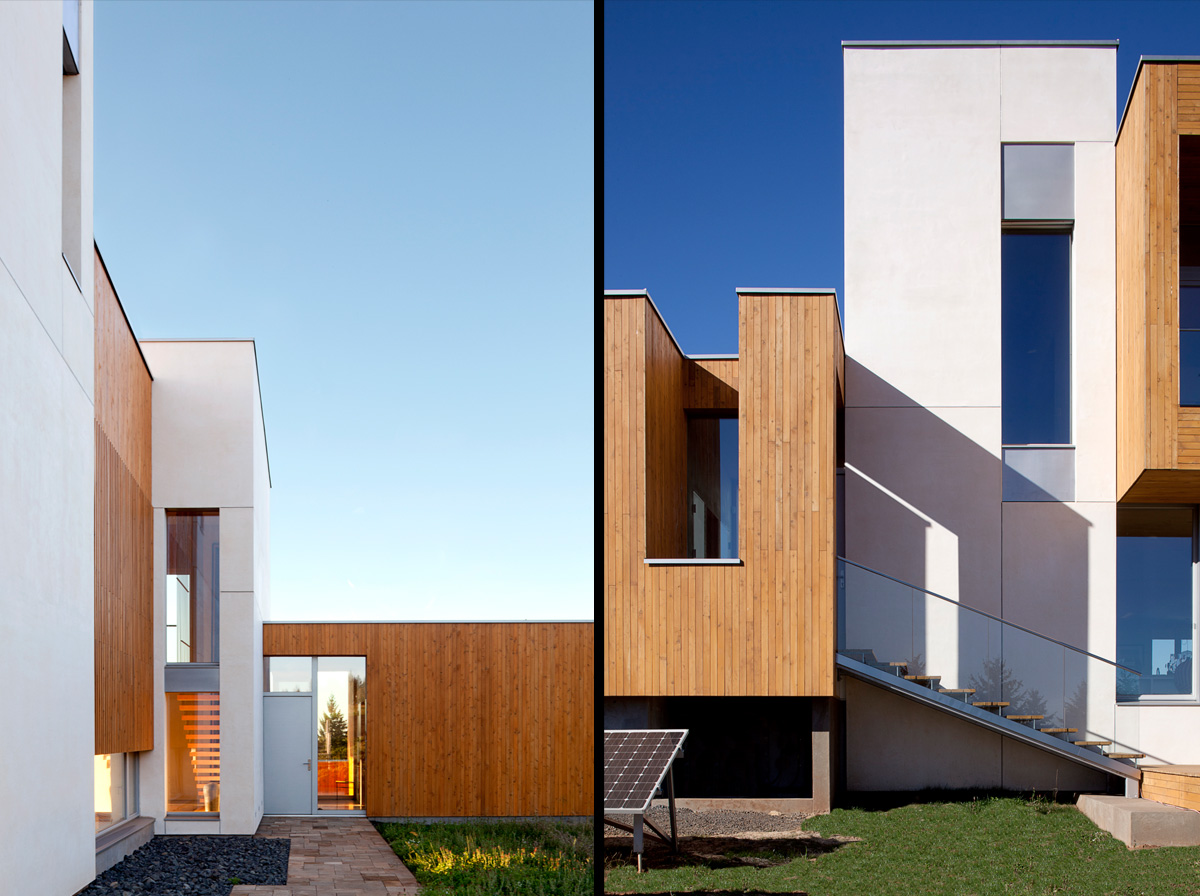 Two views of new home, Karuna House, designed by Holst Architecture and built by home builder Hammer & Hand