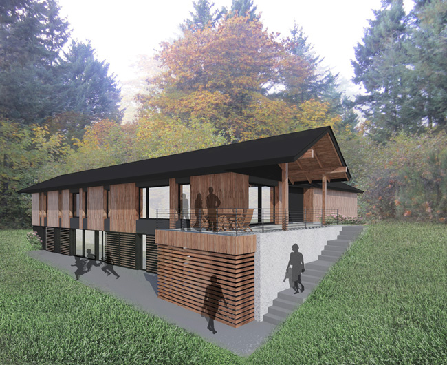 Rendering by Scott Edwards Architecture of Pumpkin Ridge Passive House being built by Hammer And Hand