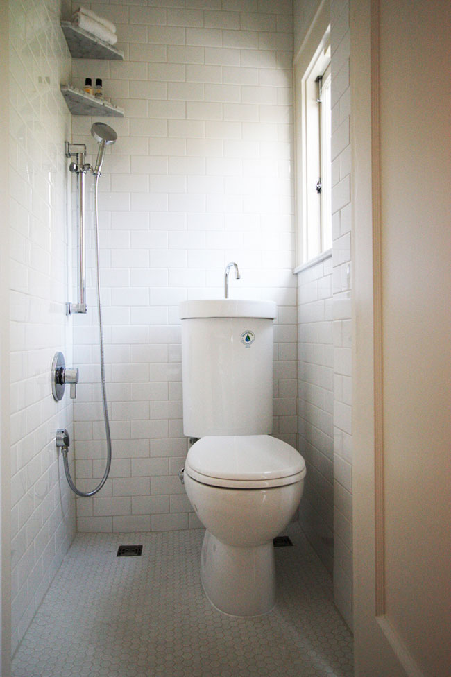 Universal design bathroom remodel facilitates aging in place.