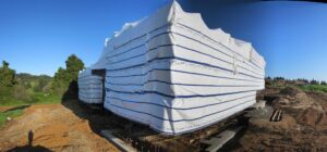 Karuna House scaffolded and tented