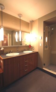 Double Sinks in Koin Tower Bathroom Remodel