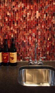 Sink and Red Backsplash Tile in Marshall Park Remodel