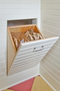 Pull Out Recycling Bin in Retro Kitchen Remodel