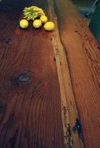 Detail of Dining Table in Upcycled Kitchen Remodel