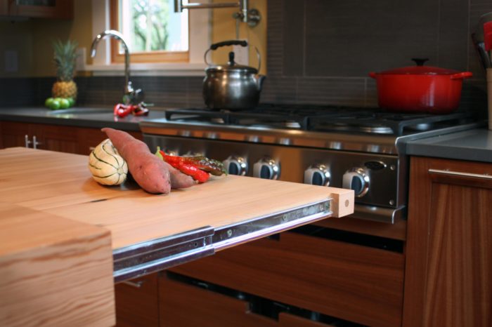 Slide Out Cutting Board in Victorian Kitchen Remodel