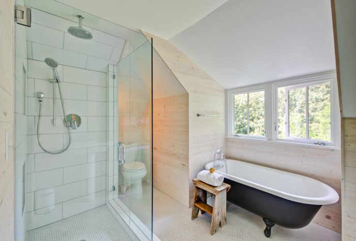 Shower and Tub in Modern Farmhouse Bathroom Remodel