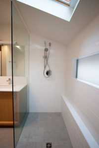 Seamless Shower Shelf in Sylvan Highlands Bathroom Remodel