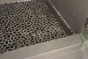 Pebble Shower Tile in West Linn Bathroom Remodel