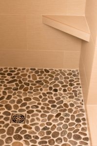 Floor Pebble Tile in West Linn Bathroom Remodel