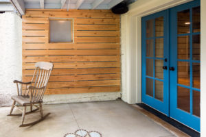 Patio with French Doors at Portland Basement Remodel