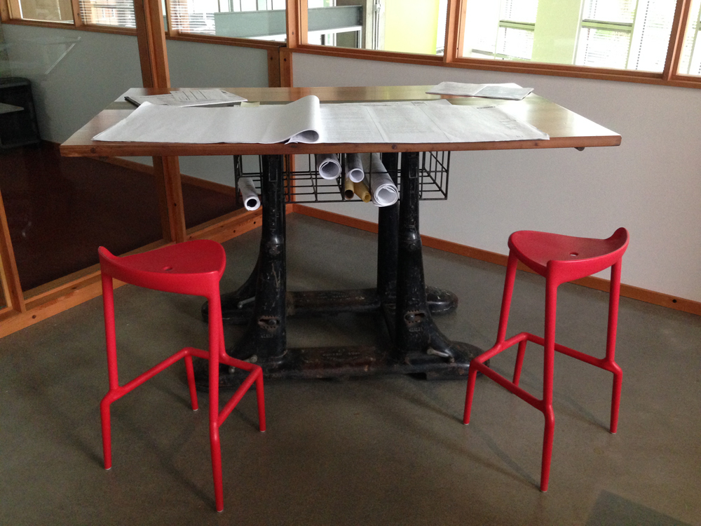 Plans Table with Red Stools | Hammer & Hand