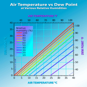 Air Temperature vs Dew Point Chart