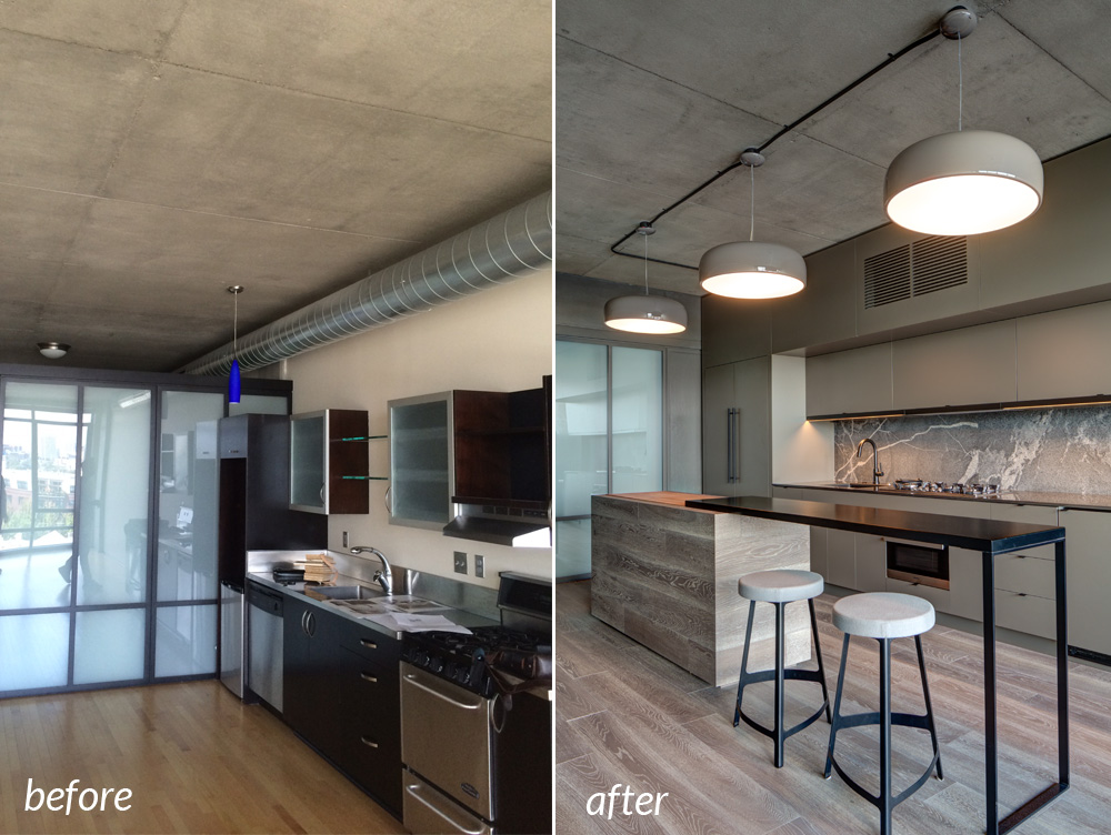Kitchen Before and After in Portland Condo Remodel | Hammer & Hand
