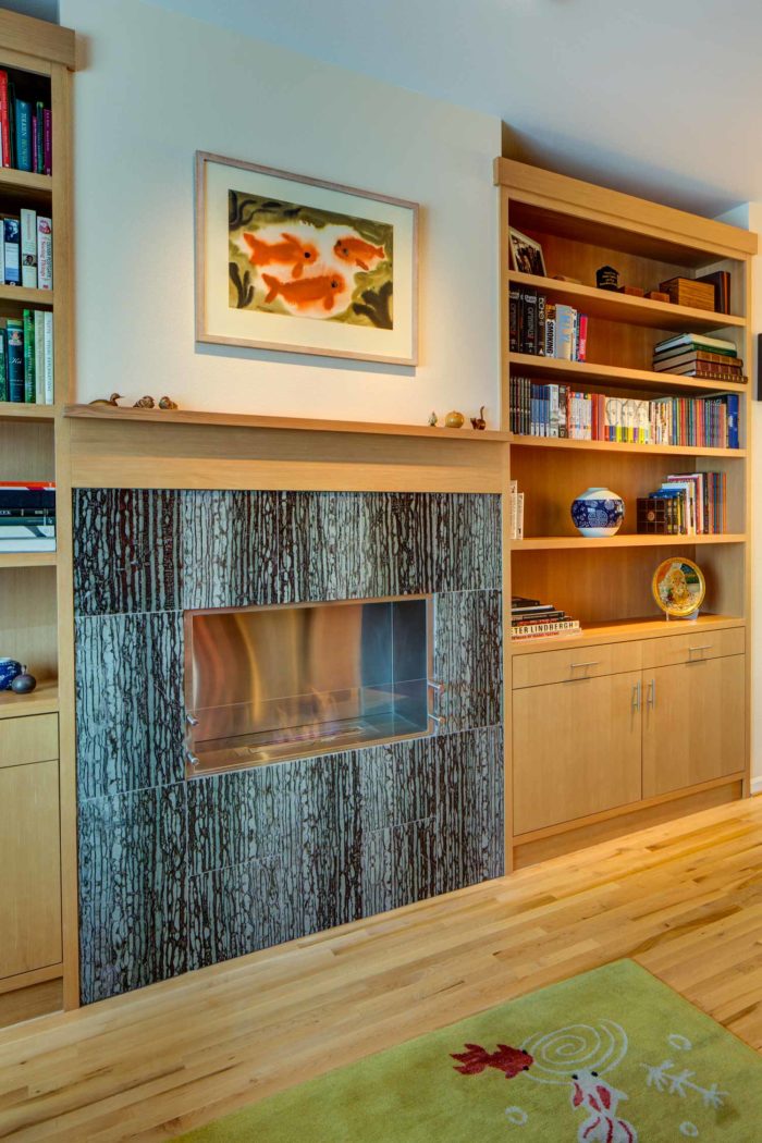 Biofuel Fireplace in Rowhouse Remodeling Project | Hammer & Hand