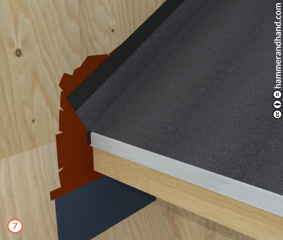 Roofs Kick-Out Flashing Detail 7 Attach Roofing Felt | Hammer & Hand