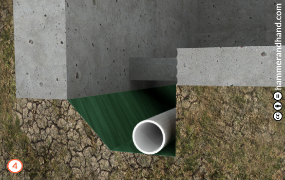 Basement Retrofit Detail 4 Lay Perforated Plastic Pipe | Hammer & Hand