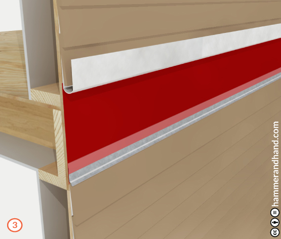 Deck Ledgers Detail 3 Embed Top of Sheet Metal Flashing | Hammer & Hand