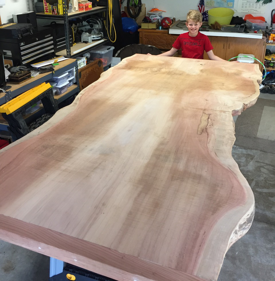 Cleaned Wood Slab in Garage | Hammer and Hand