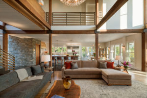 Living Area and Interior Balcony at Oregon New Home Project | Hammer and Hand